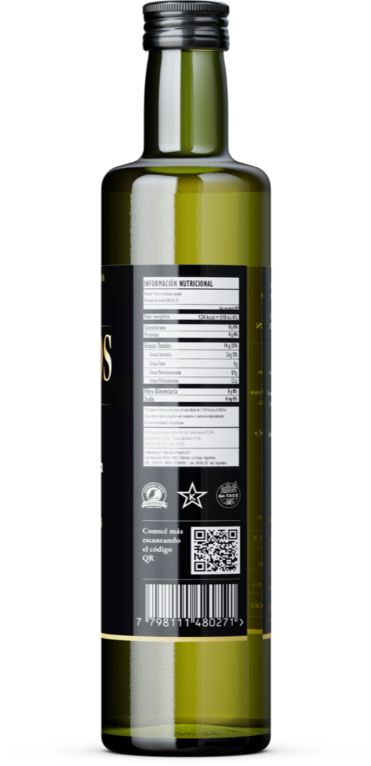 Mythos Selección — dorso con información nutricional y acidez